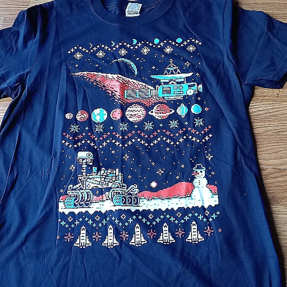 NEW Space Adventure Mens T-Shirt By Gildan Soft style, Navy blue  Sz. M